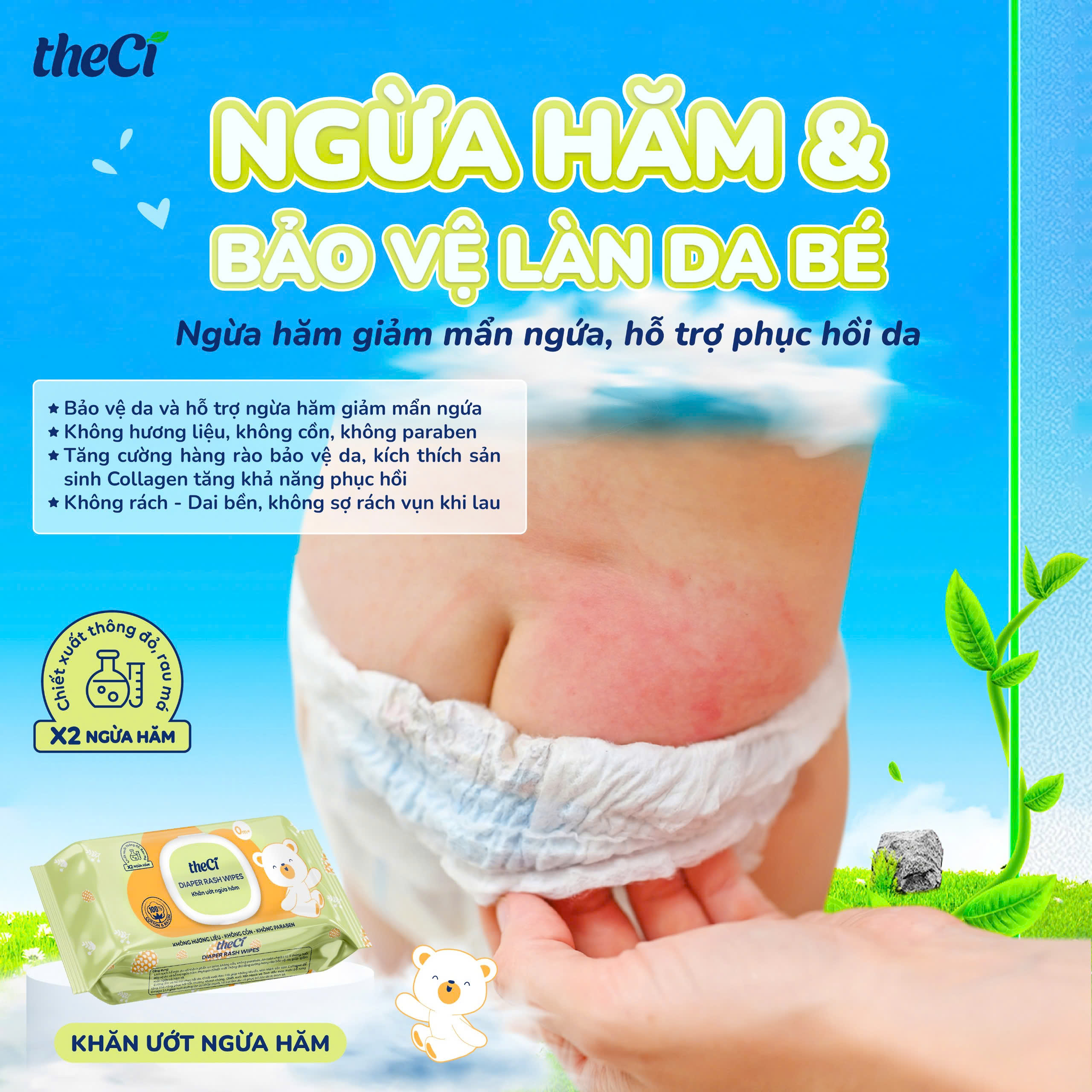 Khăn ướt ngừa hăm tã theCi